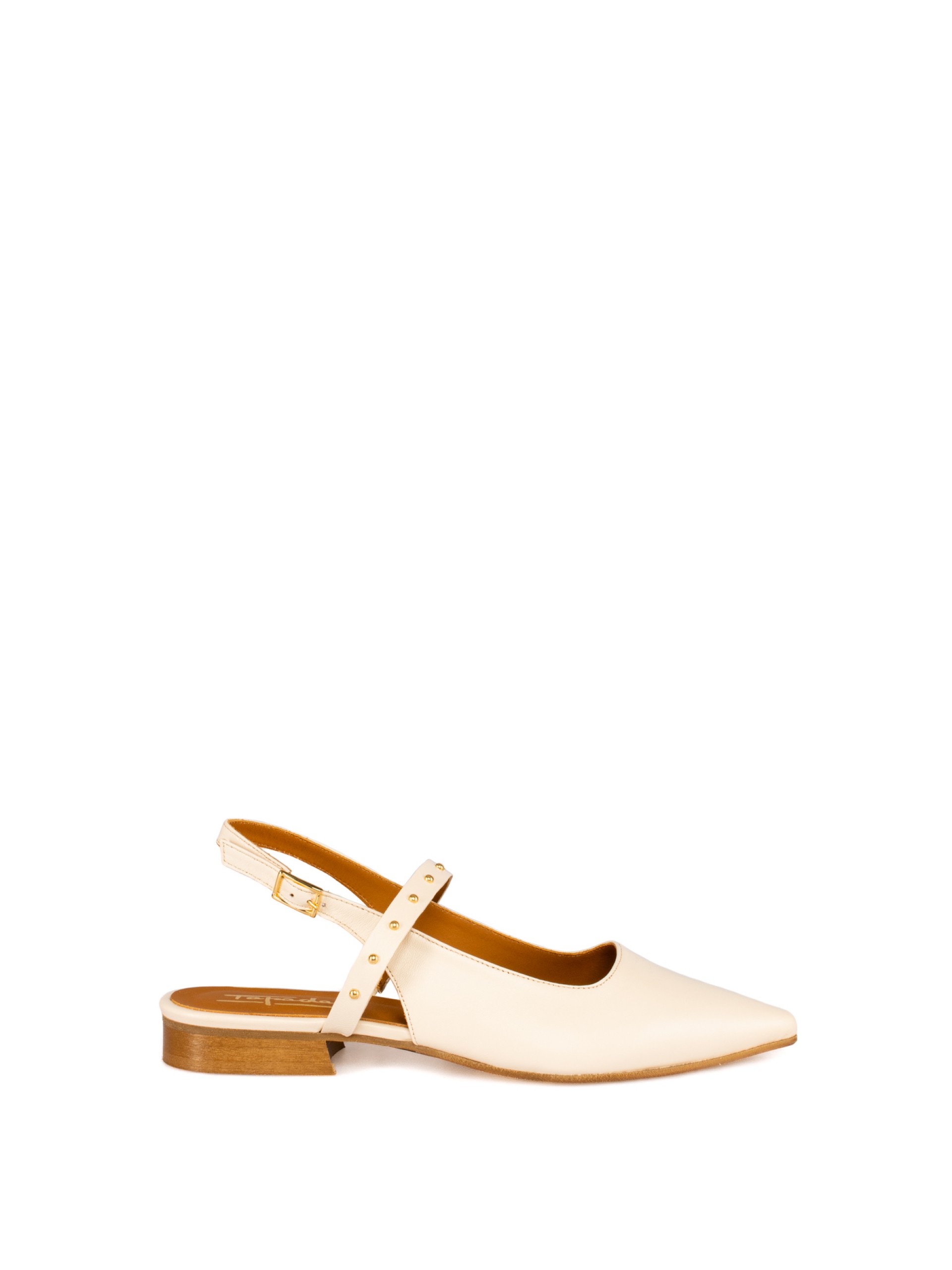 Women’s leather flat shoe with studded strap