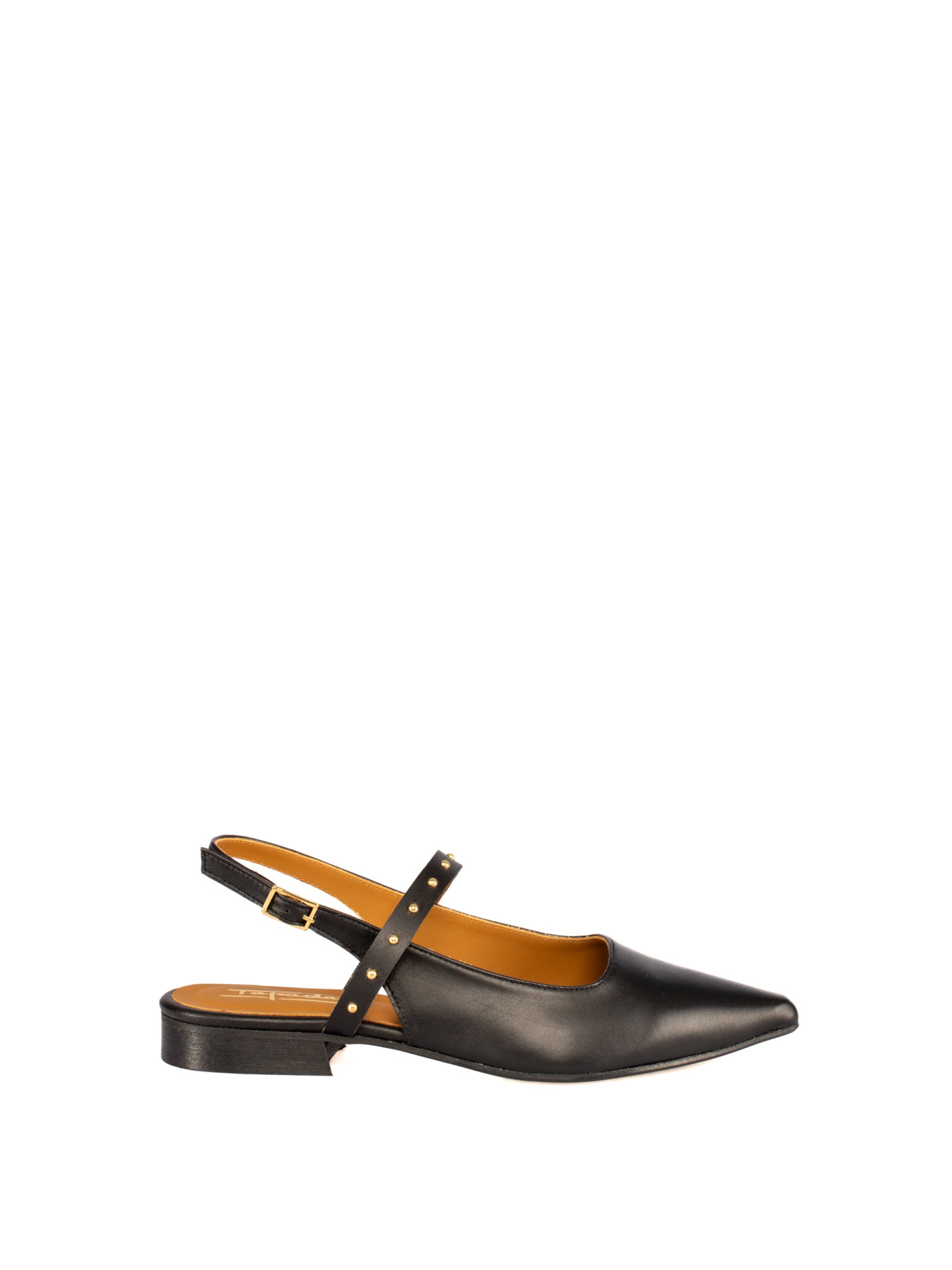 Women’s leather flat shoe with studded strap