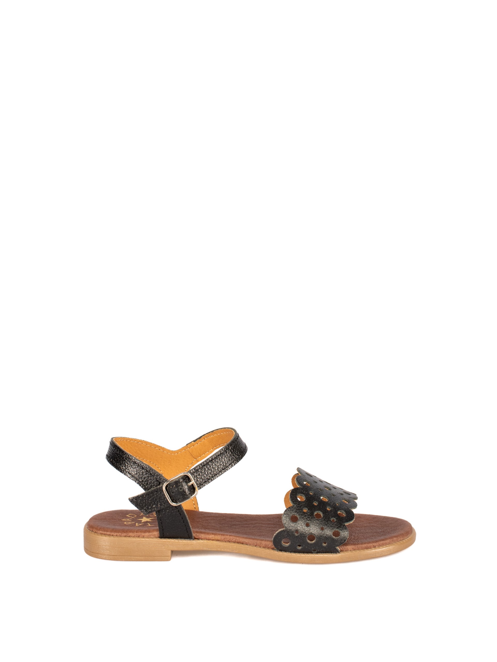 Women's Flat Leather Sandal with Cutouts