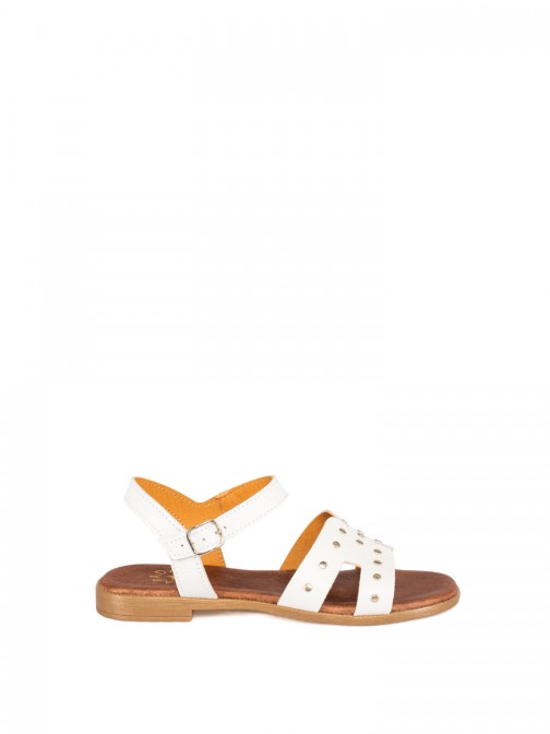 Women's Flat Leather Sandal with Studs Women's Flat Leather Sandal with Studs