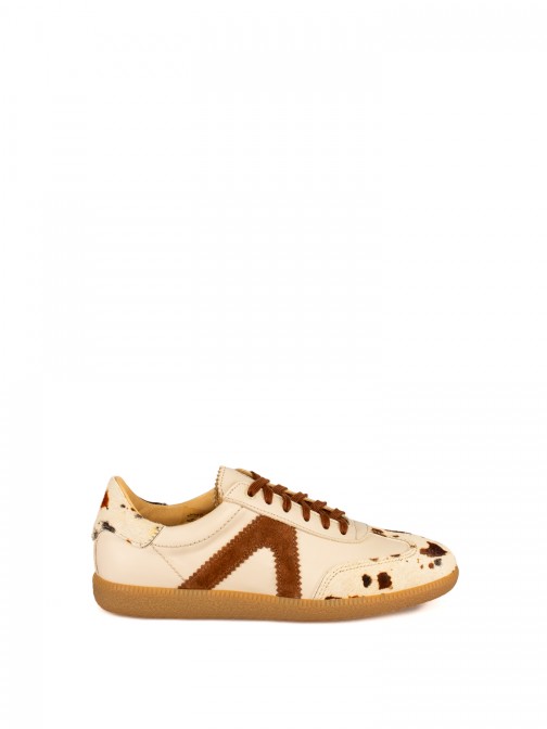 Women�s Leather and Suede Sneakers with Fur Detail