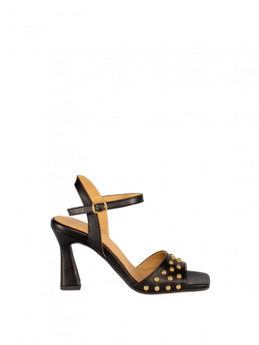 Women’s Leather Sandal with Metal Stud Details Women’s Leather Sandal with Metal Stud Details