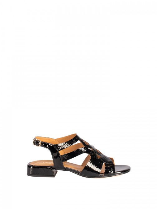 Women�s Patent Leather
 Sandal with Low Heel