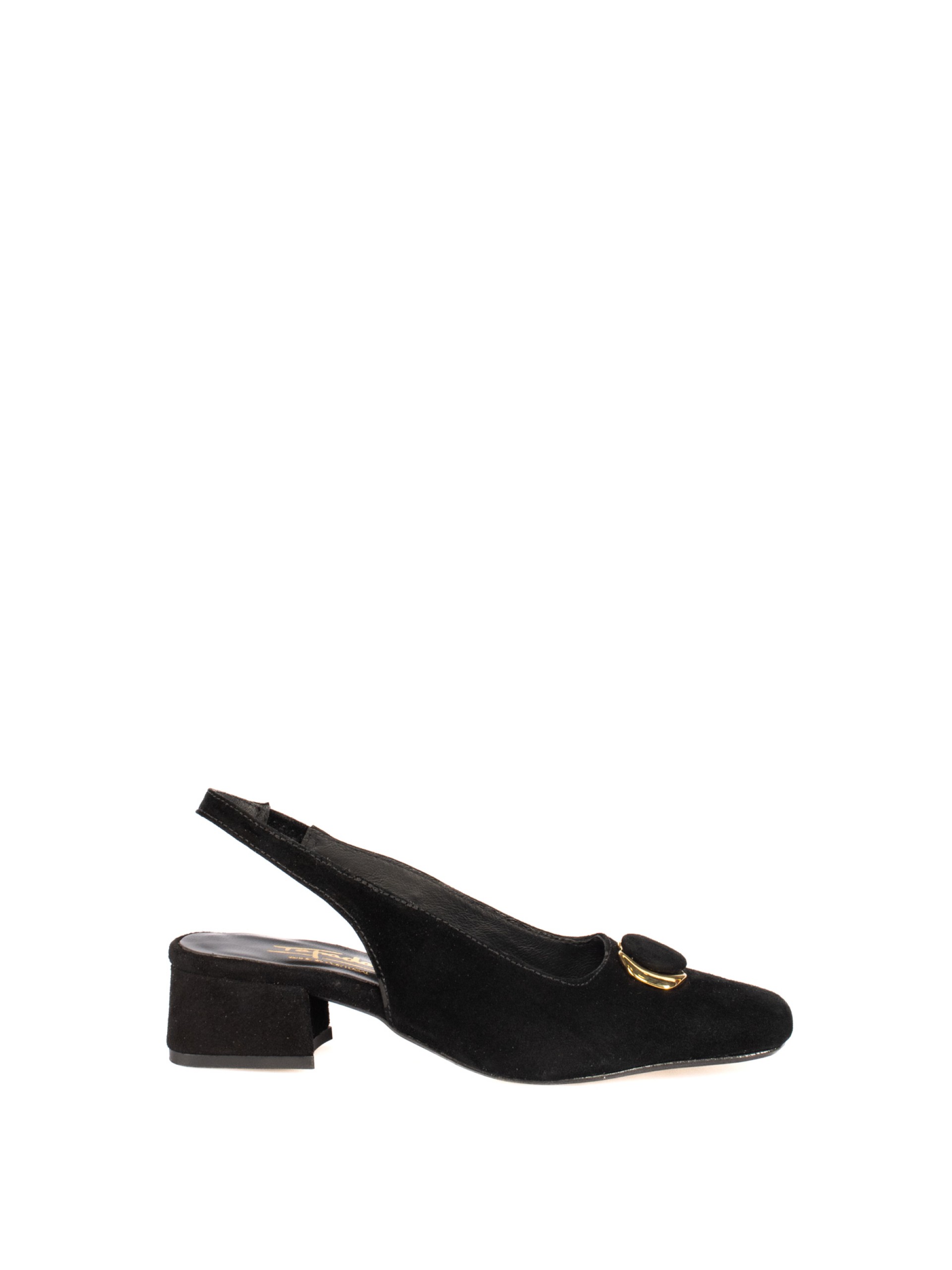 Sapato Slingback de Salto Baixo em Camurça