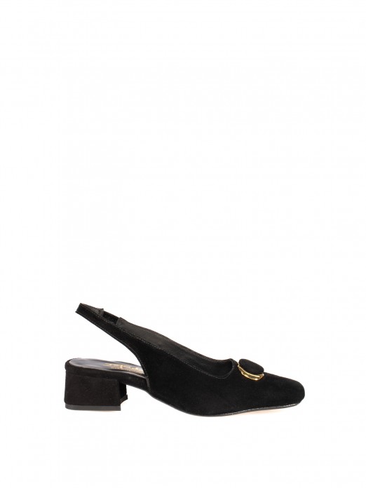 Sapato Slingback de Salto Baixo em Camurça Sapato Slingback de Salto Baixo em Camurça