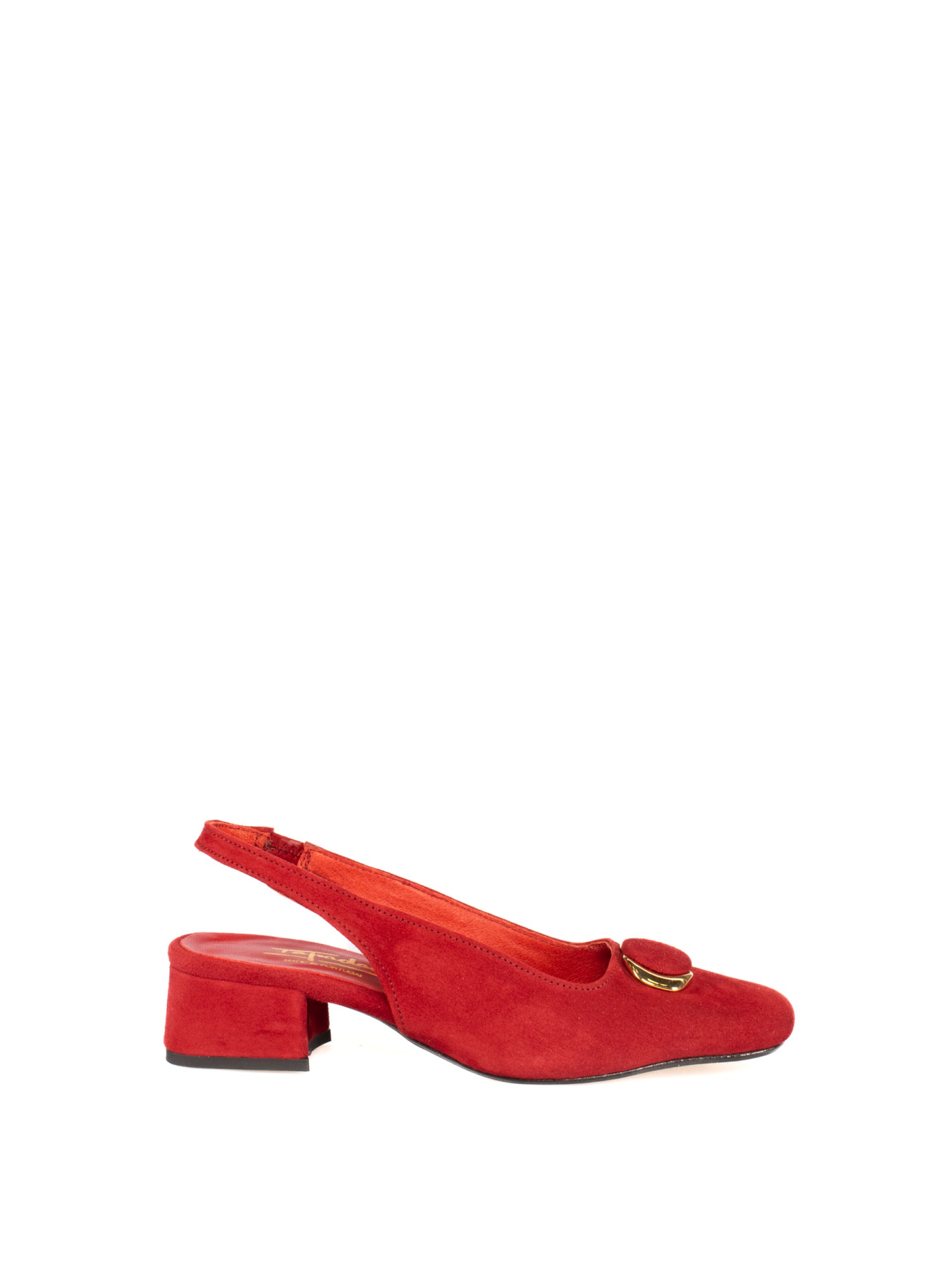 Sapato Slingback de Salto Baixo em Camurça