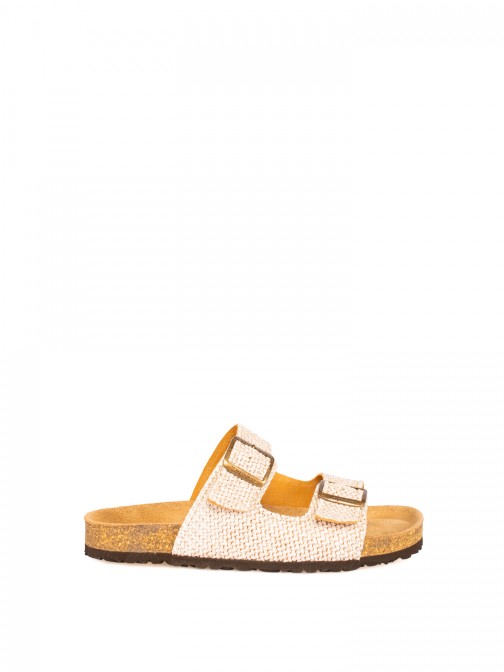 Bio Slide Sandal with Textile Buckles Bio Slide Sandal with Textile Buckles