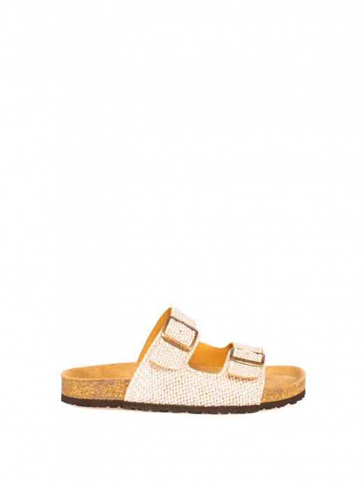 Bio Slide Sandal with Textile Buckles Bio Slide Sandal with Textile Buckles