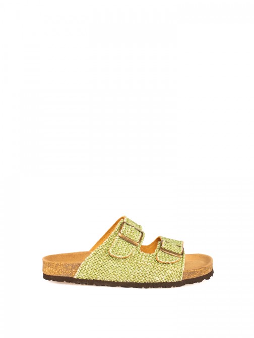 Bio Slide Sandal with Textile Buckles Bio Slide Sandal with Textile Buckles