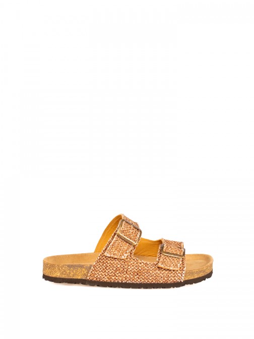 Bio Slide Sandal with Textile Buckles Bio Slide Sandal with Textile Buckles
