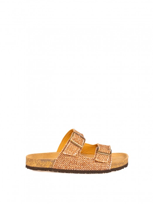 Bio Slide Sandal with Textile Buckles Bio Slide Sandal with Textile Buckles