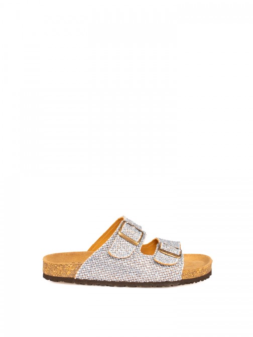 Bio Slide Sandal with Textile Buckles Bio Slide Sandal with Textile Buckles