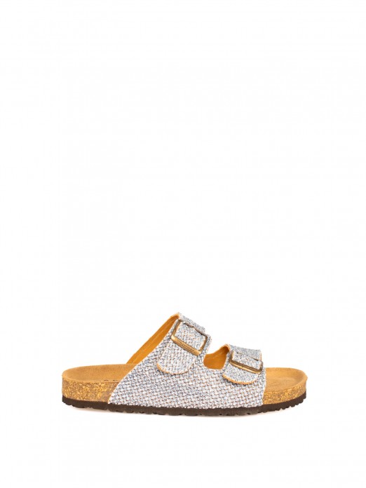 Bio Slide Sandal with Textile Buckles Bio Slide Sandal with Textile Buckles
