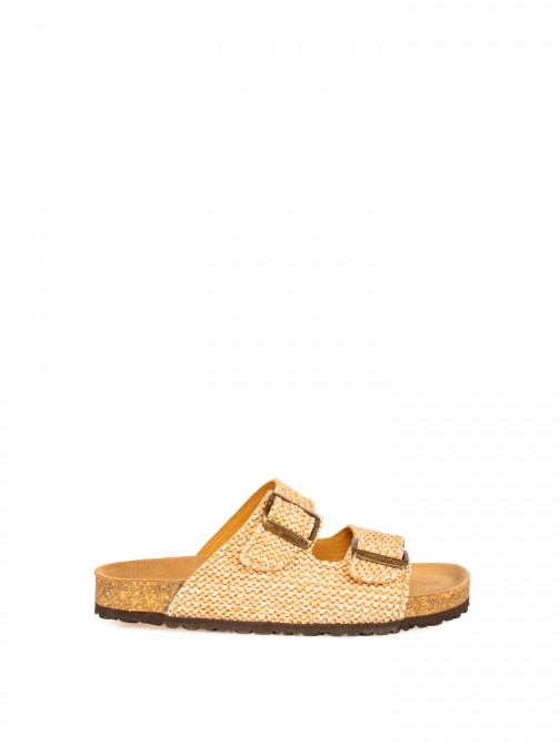 Bio Slide Sandal with Textile Buckles Bio Slide Sandal with Textile Buckles