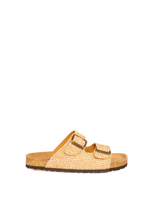 Bio Slide Sandal with Textile Buckles Bio Slide Sandal with Textile Buckles