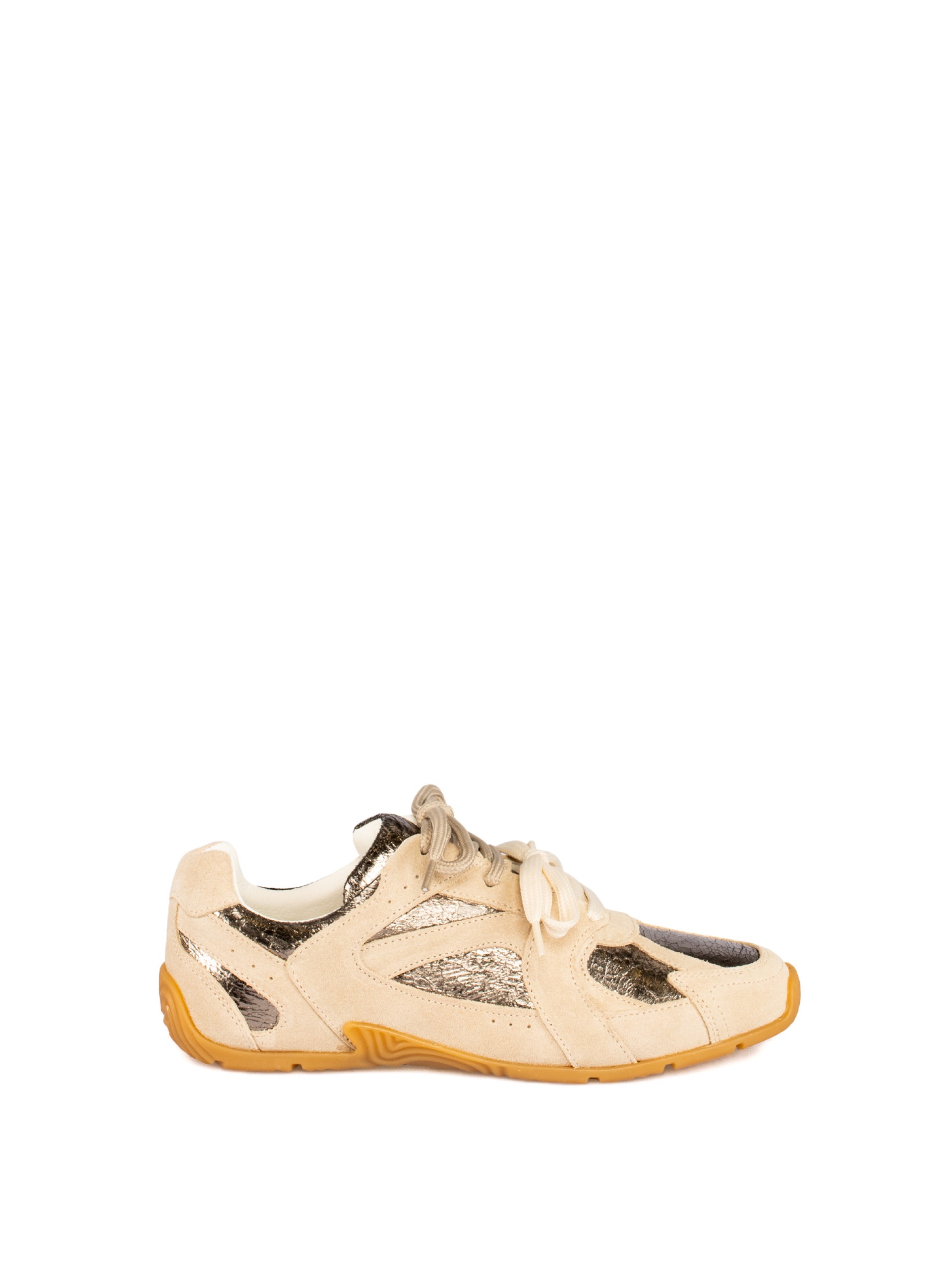 Women’s Laminated Leather and Suede Sneaker