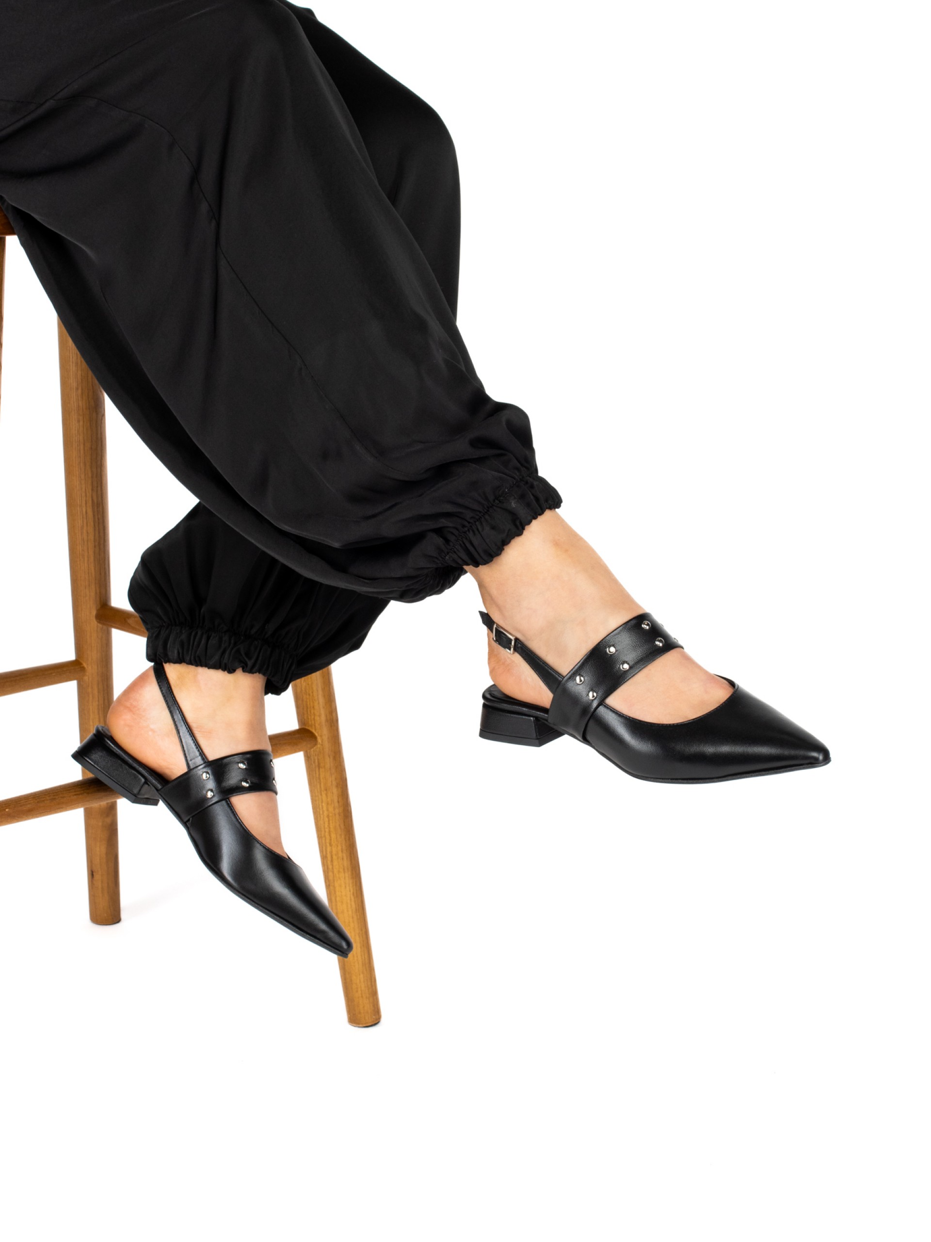 Women’s Leather Shoe with Strap and Studs