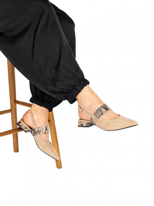 Women’s Suede Shoe with Animal Print Detail Women’s Suede Shoe with Animal Print Detail