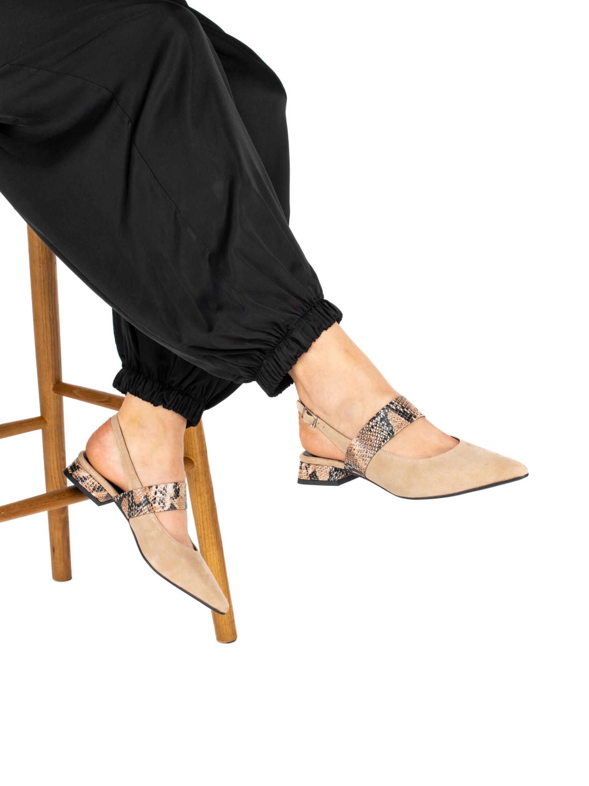 Women’s Suede Shoe with Animal Print Detail