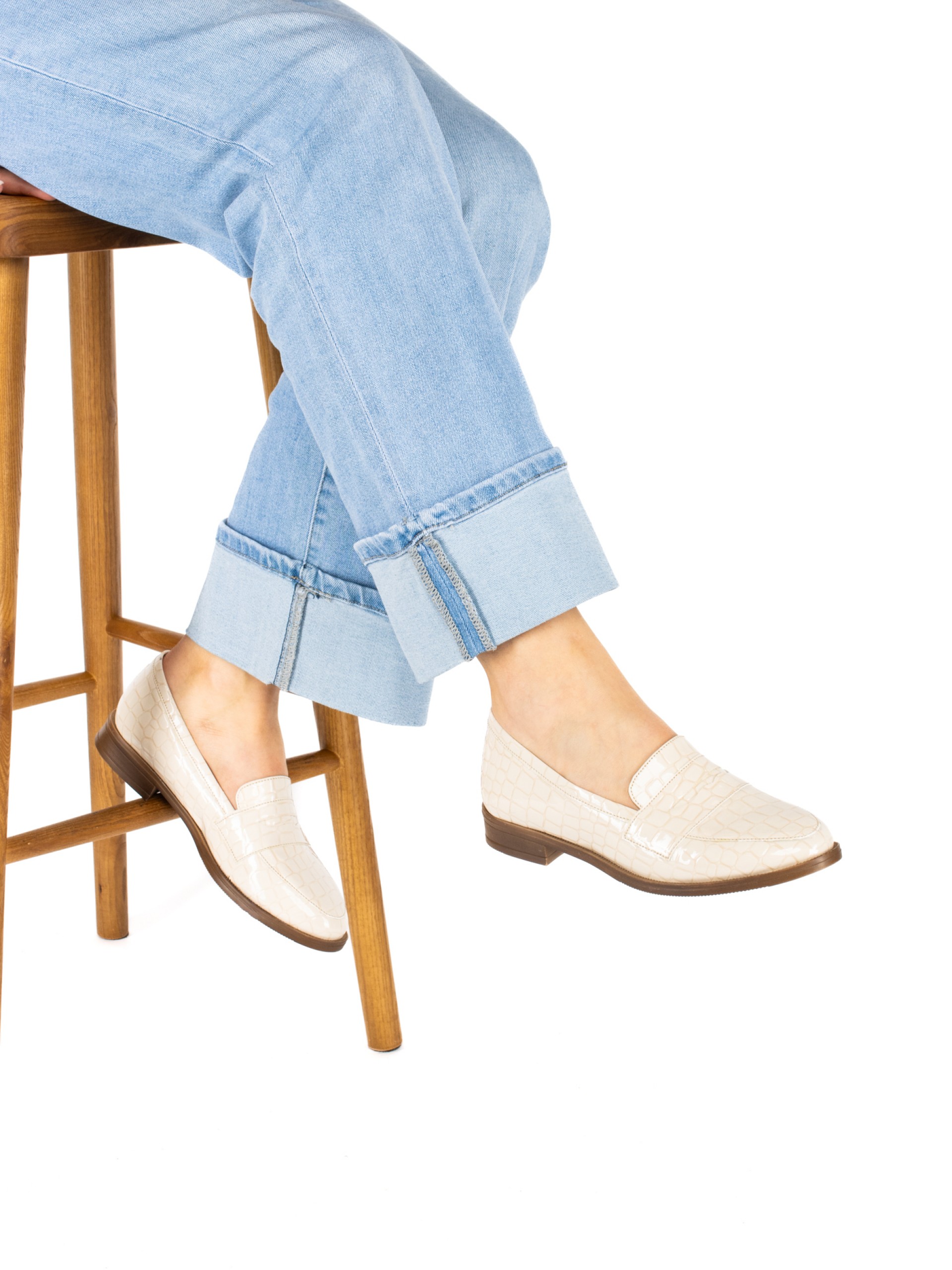 Sapato Mocassim de Senhora em Verniz Croco