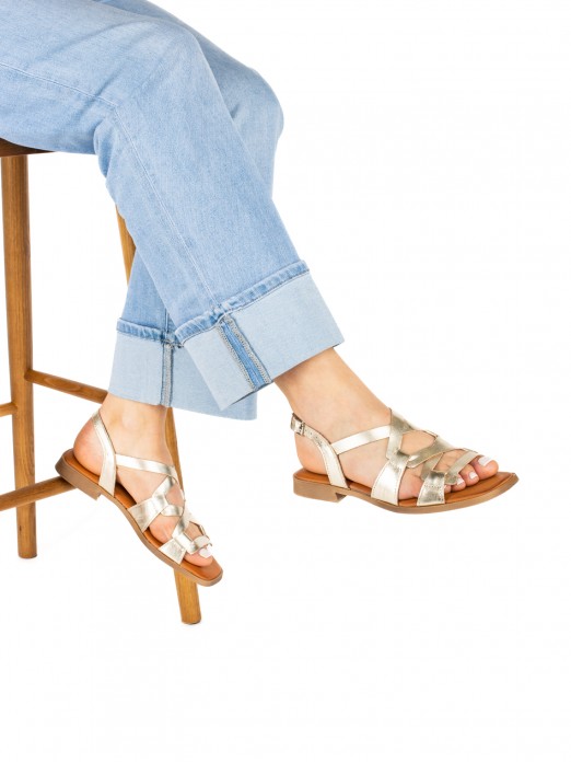 Women’s Leather Sandal with Interwoven Straps Women’s Leather Sandal with Interwoven Straps