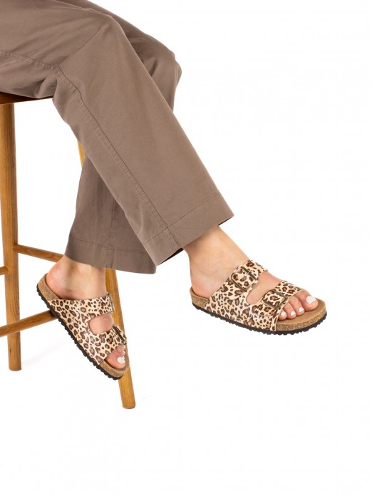 Women’s Bio Animal Print Laminated Leather Slide Women’s Bio Animal Print Laminated Leather Slide