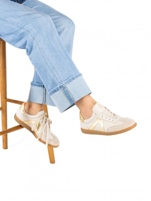 Women’s Leather and Suede Sneakers with Fur Detail Women’s Leather and Suede Sneakers with Fur Detail