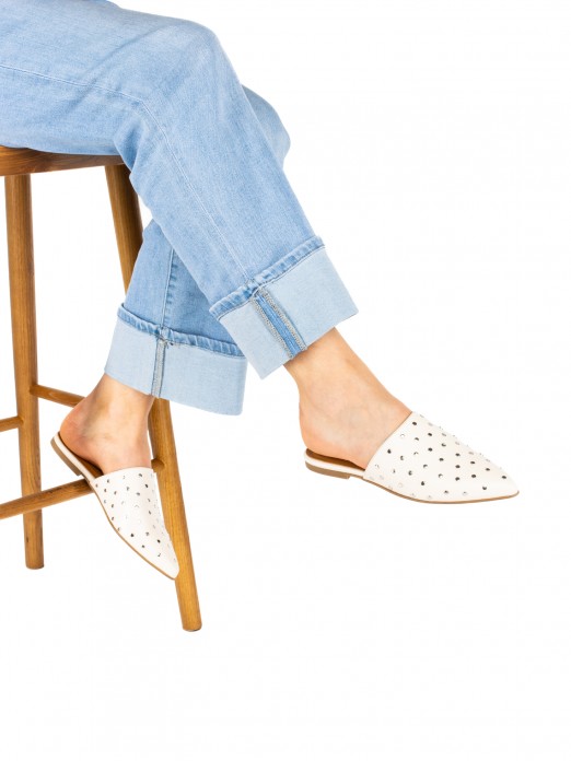 Women’s leather flat mule with studs Women’s leather flat mule with studs