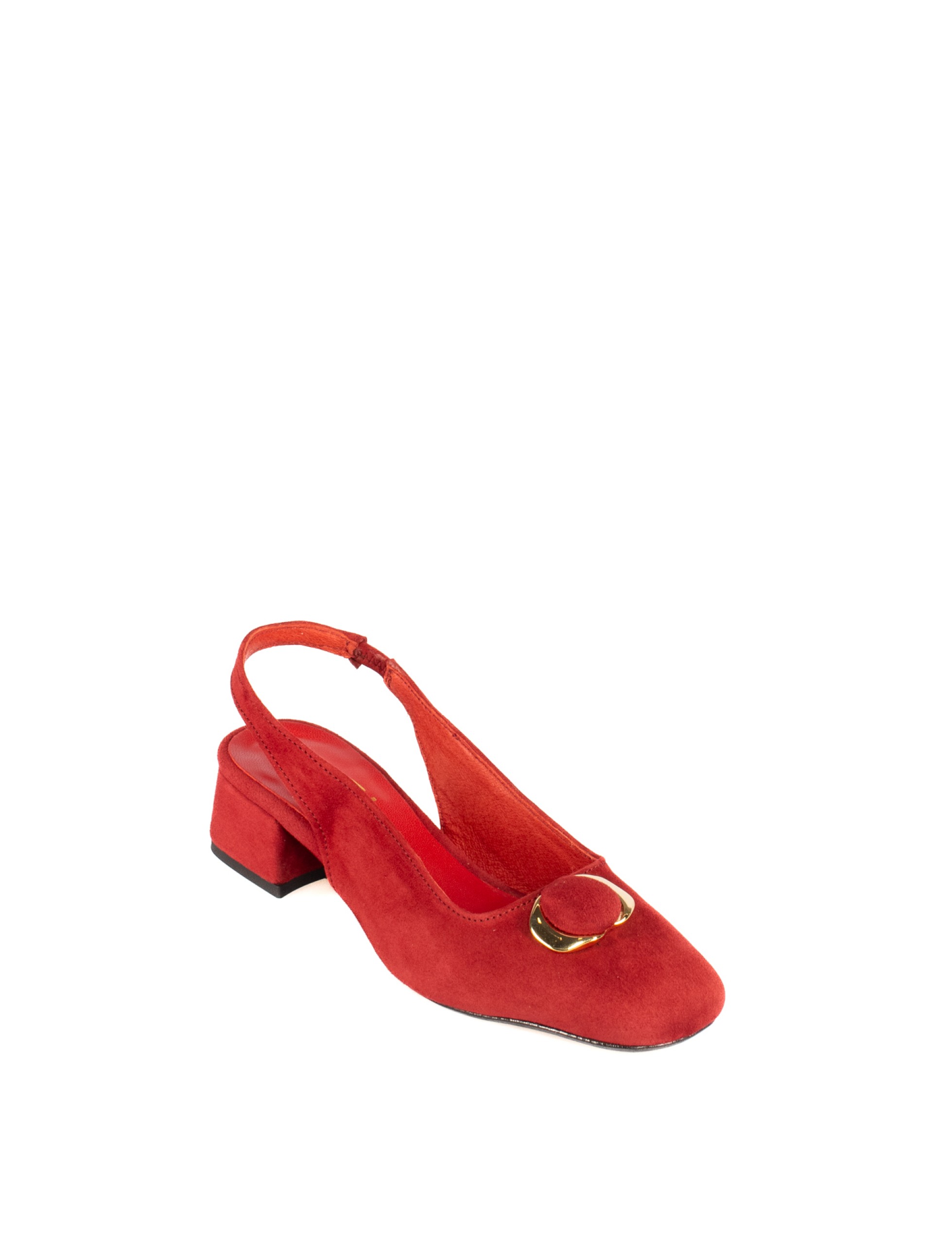 Sapato Slingback de Salto Baixo em Camurça