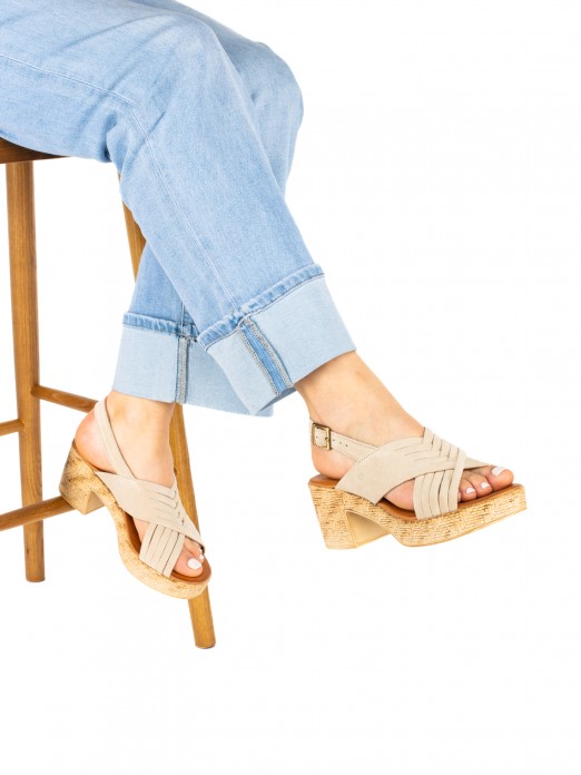 Women’s Suede Sandal with High Heel Women’s Suede Sandal with High Heel