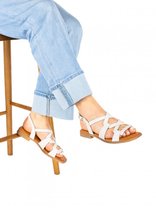 Women’s Leather Sandal with Interwoven Straps Women’s Leather Sandal with Interwoven Straps