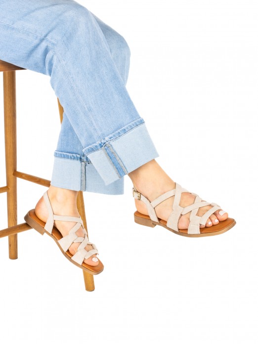 Women’s Suede Sandal with Interwoven Straps Women’s Suede Sandal with Interwoven Straps