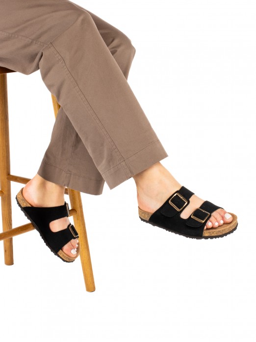Women’s Bio Suede Slide Sandal with Buckles Women’s Bio Suede Slide Sandal with Buckles