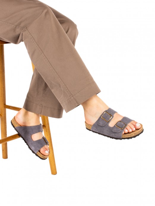 Women�s Bio Suede Jeans Slide Sandal with Buckles