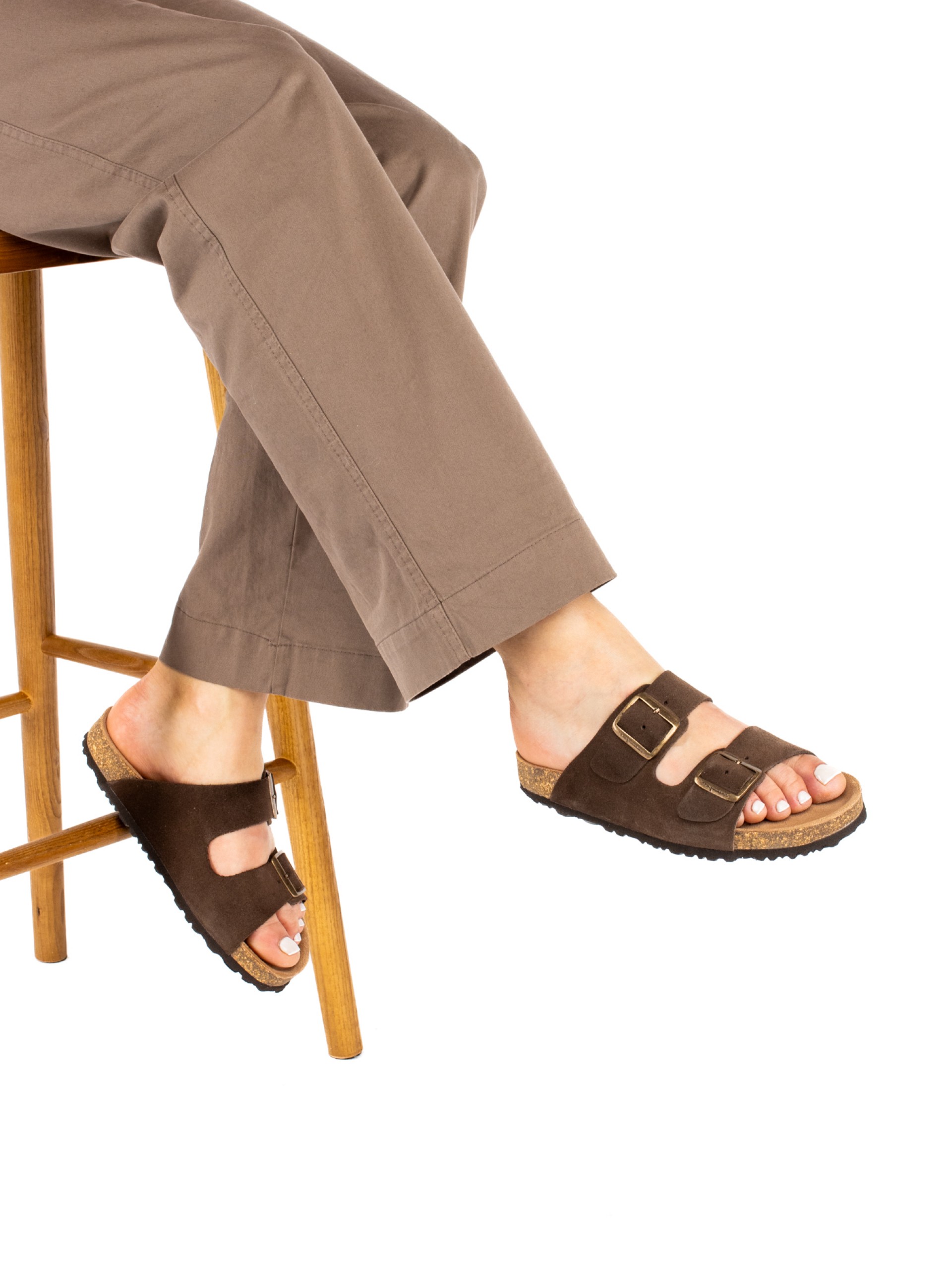 Women’s Bio Suede Slide Sandal with Buckles