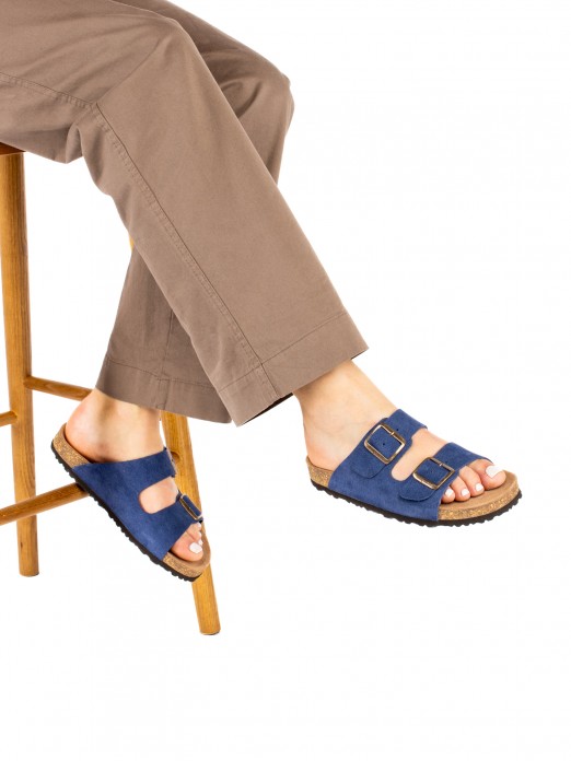 Women�s Bio Suede Jeans Slide Sandal with Buckles