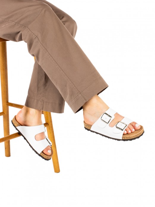 Women’s Bio Laminated Leather Slide Sandal Women’s Bio Laminated Leather Slide Sandal