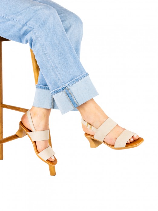 Heeled Sandal
in suede with two straps Heeled Sandal
in suede with two straps