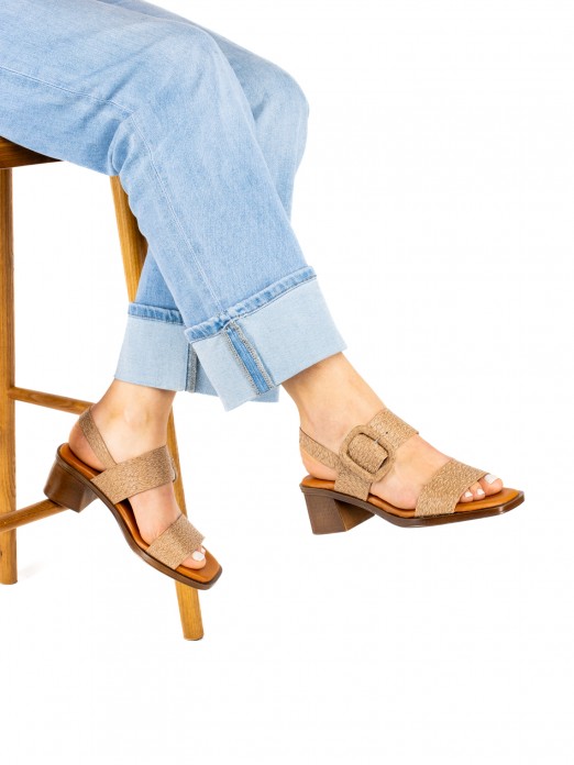 Woven Leather Sandal with Covered Buckle Woven Leather Sandal with Covered Buckle