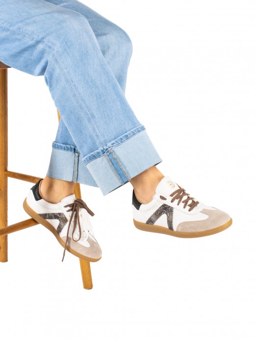 Women’s Leather Sneakers with Animal Print Detail Women’s Leather Sneakers with Animal Print Detail