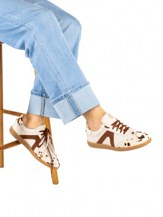 Women’s Leather and Suede Sneakers with Fur Detail Women’s Leather and Suede Sneakers with Fur Detail