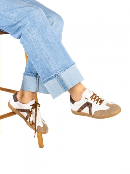 Women’s Leather Sneakers with Animal Print Detail Women’s Leather Sneakers with Animal Print Detail