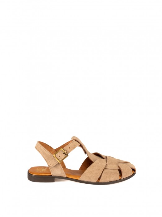 Women’s Flat Suede Sandal with Crossed Straps Women’s Flat Suede Sandal with Crossed Straps