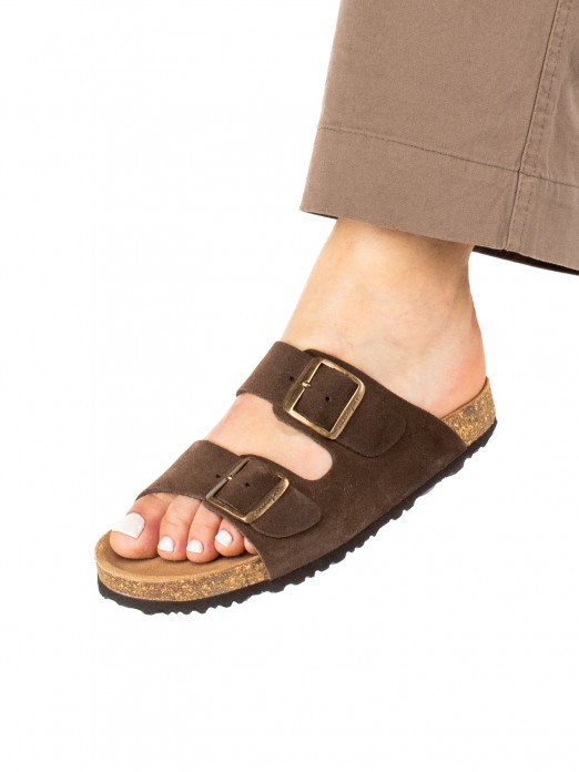 Women�s Bio Suede Slide Sandal with Buckles