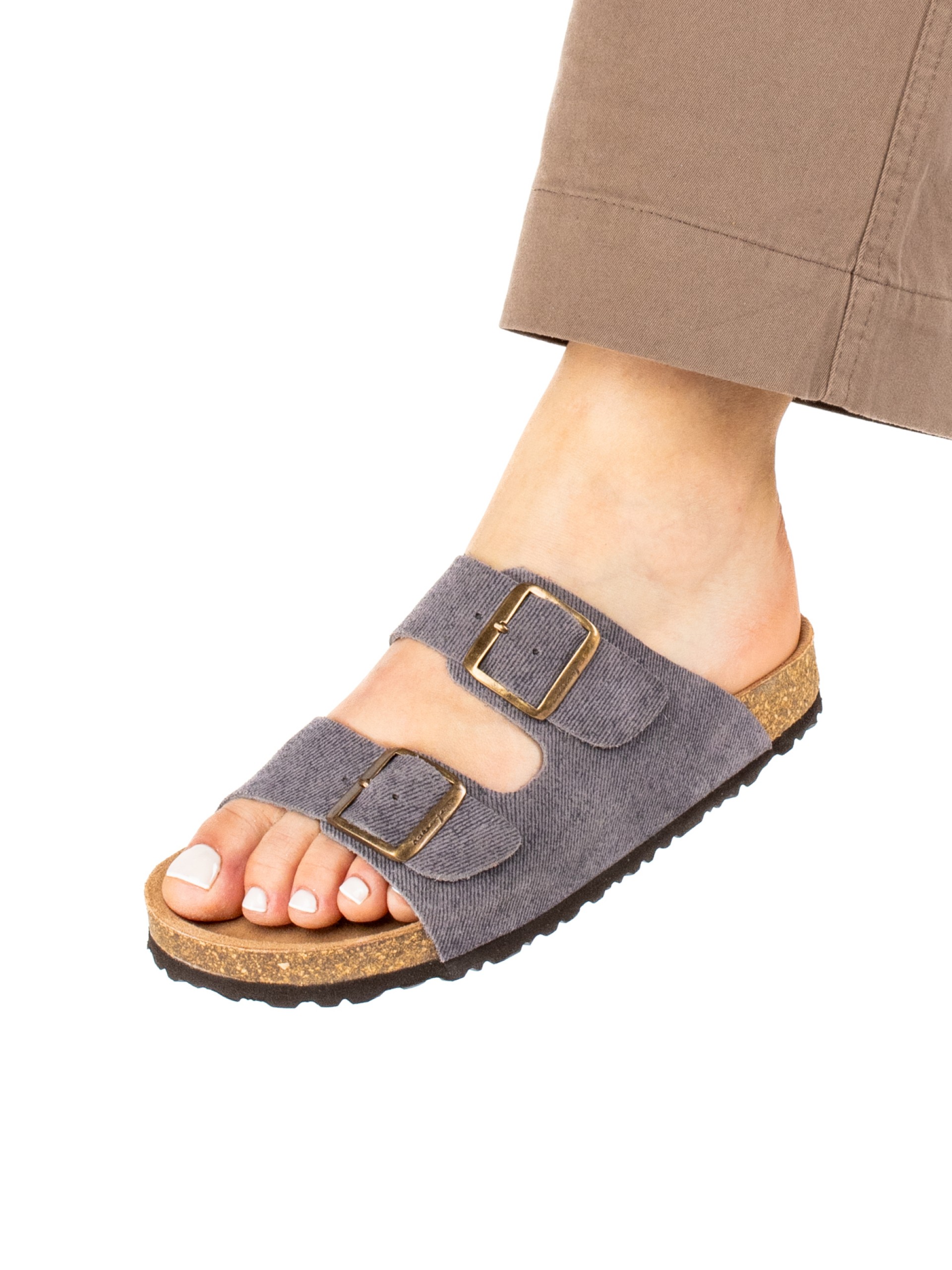 Women’s Bio Suede Jeans Slide Sandal with Buckles