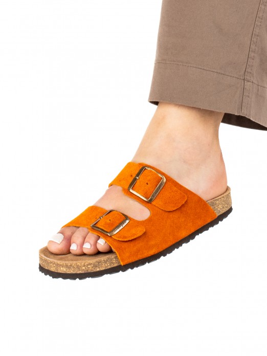 Women�s Bio Suede Jeans Slide Sandal with Buckles