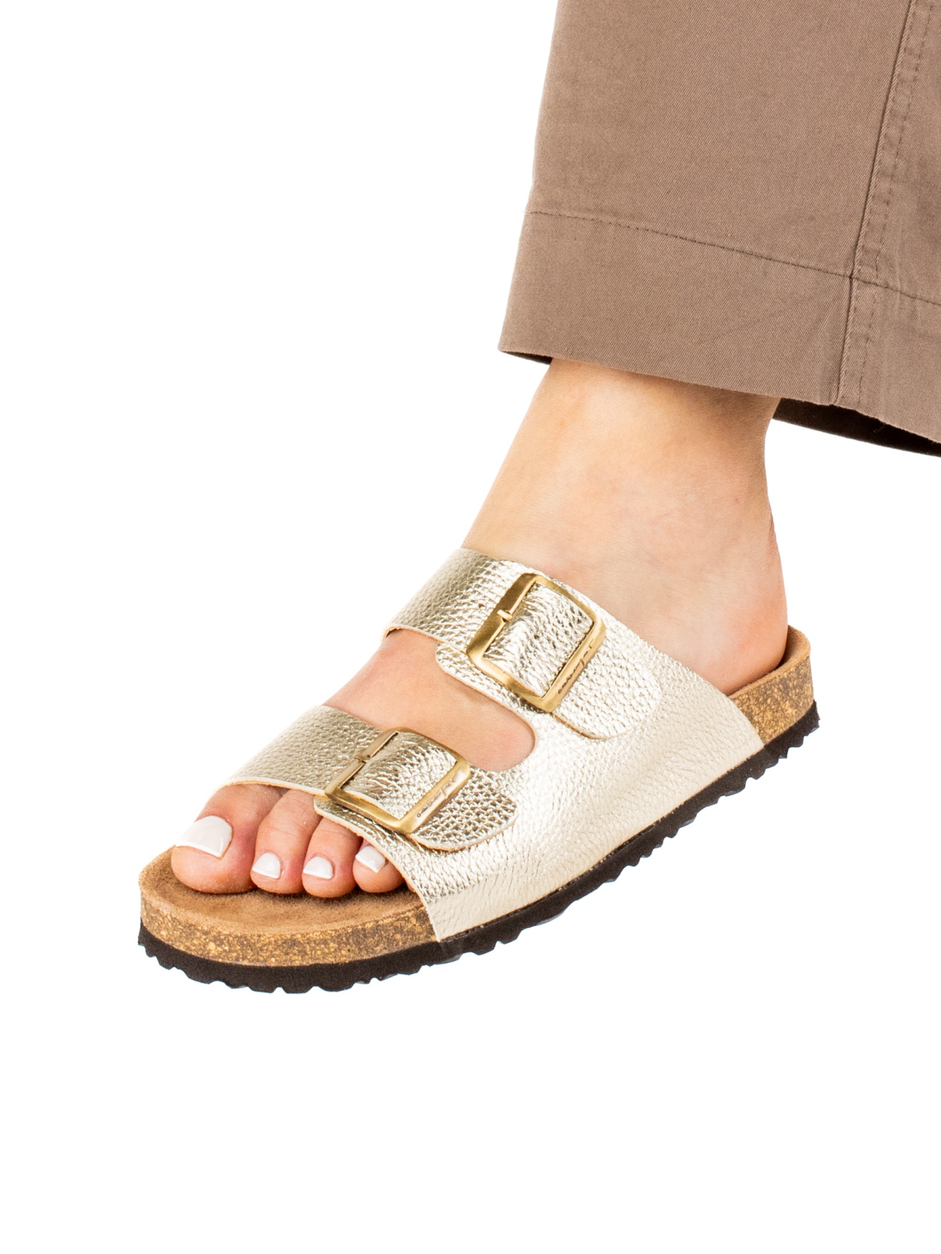 Women’s Bio Laminated Leather Slide Sandal