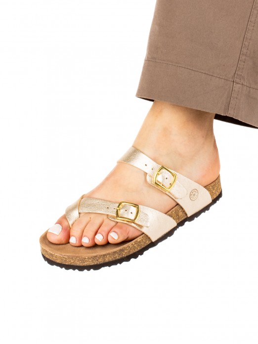 Women’s Bio Laminated Leather Slide Sandal Women’s Bio Laminated Leather Slide Sandal