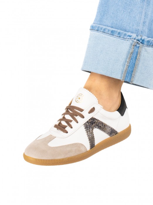Women’s Leather Sneakers with Animal Print Detail Women’s Leather Sneakers with Animal Print Detail