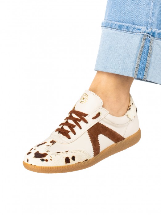 Women’s Leather and Suede Sneakers with Fur Detail Women’s Leather and Suede Sneakers with Fur Detail